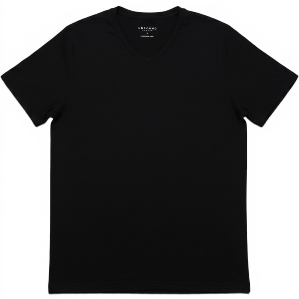 Unbound Merino Vneck Tshirt Men's Large 100% Merino Wool Lightweight Black